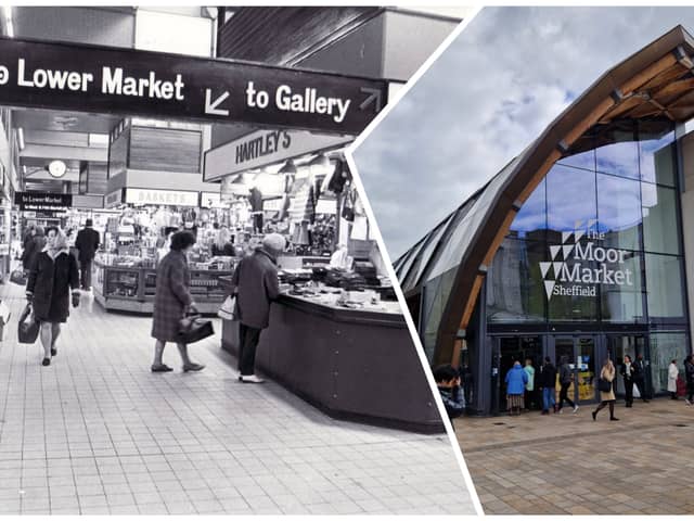 Sheffield's old Castle Market, and, right, the Moor Market, which replaced it