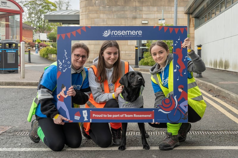 Walkies for Bessie the dog took on a different dimension when she joined, from the left, Lindsay, Elena and Isabelle, on this year’s Walk in the Dark!