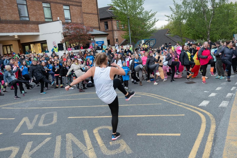 Penwortham Zumba instructor Jaime Kirby put this year’s 550 walkers through their paces before they even set off with an energetic warm-up.