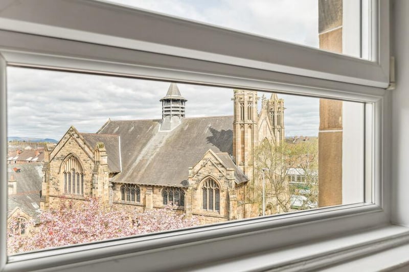 There are stunning views from the property over the renowned 'Shawlands Trinity Church'. 