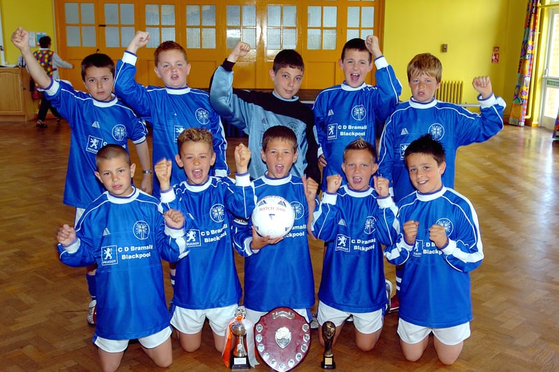 Holy Family Catholic High School-winners of the Blackpool Boys Primary Schools Cup and the Bloomfield Trophy. Back, from left, Patrick Hoey, Scott Baron, Danny Mahon, Jordan Meehan, Mark Robinson. Front, from left, Tom Ashton, Luke Smith, Ryan Stayte (captain), Josh Walker and Declan Fisher
