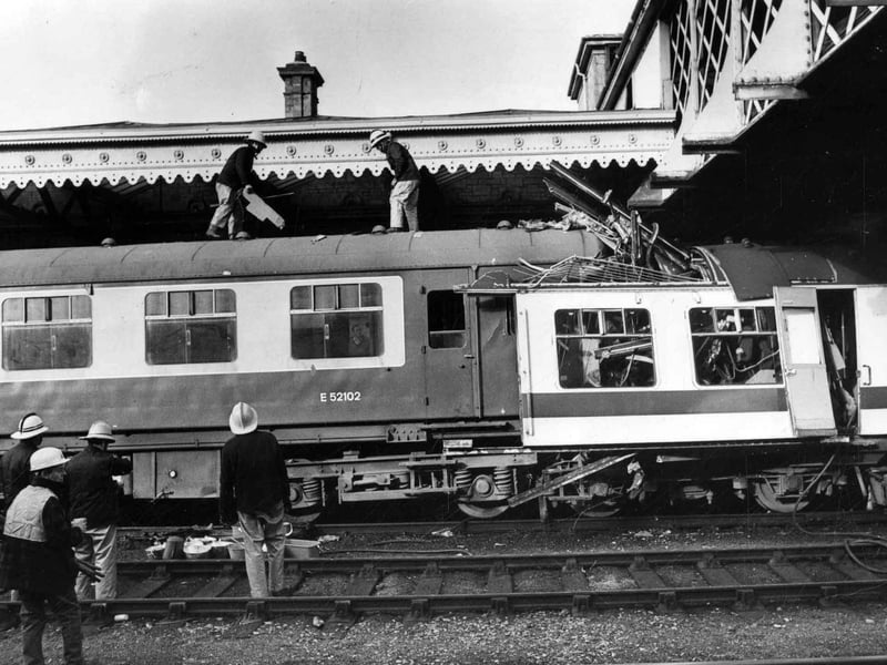 A train crash at Sheffield Midland Station in 1979