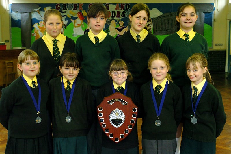 Norbreck Primary School girls football team won the Blackpool Primary Schools Football Association Girls Cup. Back, from left, Perry Smith, Amelia Gaughan, Sam Clare, Justine Briggs. Front, from left, Stephanie Rawlinson, Eleanor Whittaker, Emma Perrett (captain), Abby Webber and Alex Cherry