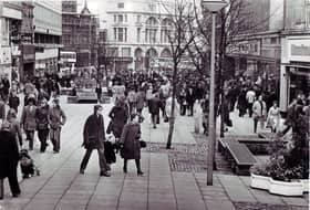 Shoppers on Fargate, Sheffield city centre, in 1978