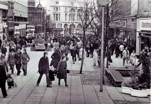 Shoppers on Fargate, Sheffield city centre, in 1978