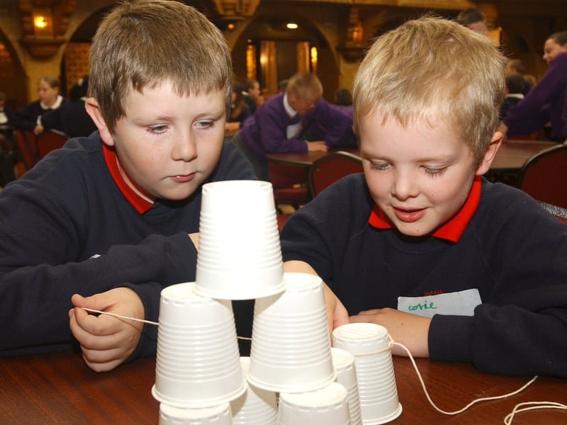 Blackpool Primary School children took part in a Primary Enterprise Day at the Winter Gardens in Blackpool. Picture of St John's Primary pupils Keith Northover (left) and Corie Bloomfield (both 10) taking part