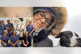 Katie Titman, aged 42, is the first patient in South Yorkshire to benefit from a robot-assisted hysterectomy, in which a surgeon controls a robot from a console nearby.