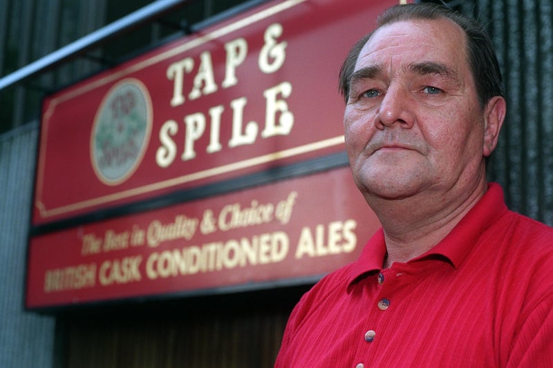 Publican Ralph Hartley outside the Tap & Spile pub in June 1998 after its permanent close was announced.
