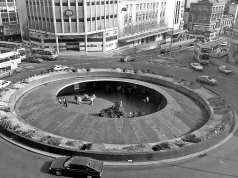 Castle Square roundabout, better known as the Hole in the Road, in October 1992