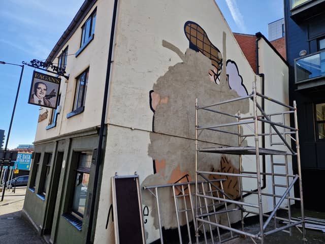 Worried residents feared the famous The Snog mural on the side of Fagans had been damaged, but Pete McKee's team say it will be redone after necessary building work is completed. Photo: David Kessen, National World