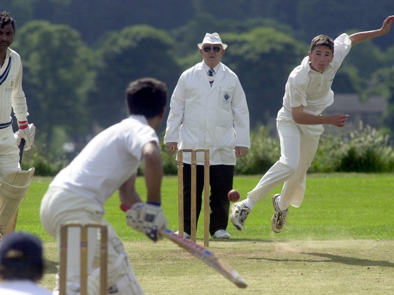 Match action from Wortley's Dales Council clash against Mount Pleasant in June 2001. Pictured is Stuart Kirk bowling for Wortley.