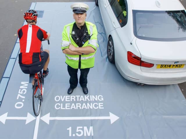 Police photo to publicise safe overtaking clearance for drivers to avoid 'close pass' prosecution