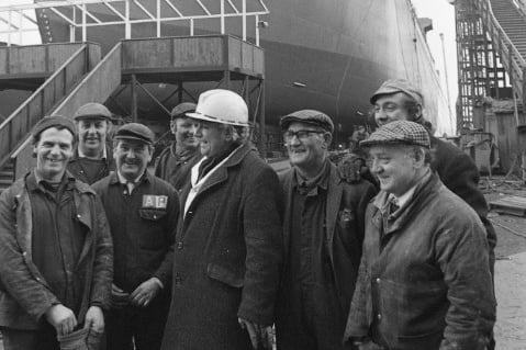 This group of long serving workers were pictured with Austin and Pickersgill's last ship, the Australind, waiting to go down the ways in 1978.