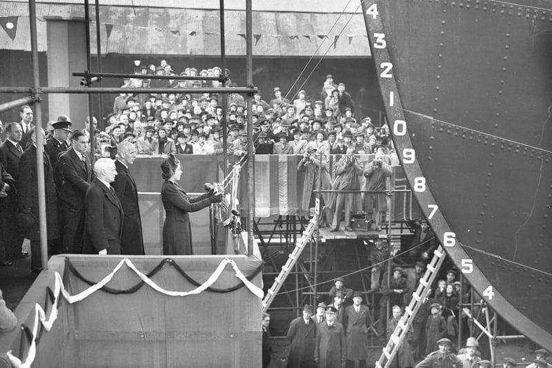 Princess Elizabeth was in town in 1946 to launch The British Princess at the Deptford yard of Laing's.
Look at the crowds who watched it happen.