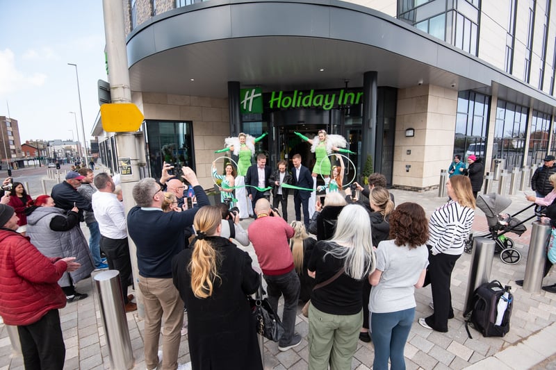 Actor Jack P Shepherd, who plays David Platt in TV soap Coronation St, cuts the ribbon to offically open the new Holiday Inn on Talbot Road