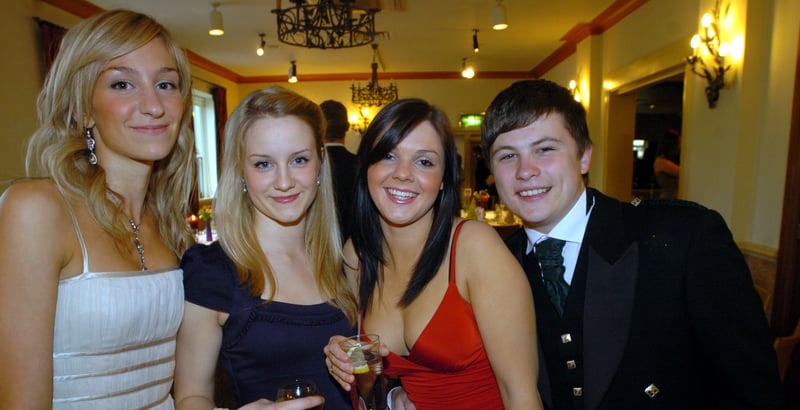 Lauren Brogden, Esme Jones, Rachel Johnson and Ryan Simpson at the Tapton School 6th Form Prom at Baldwins Omega in May 2006