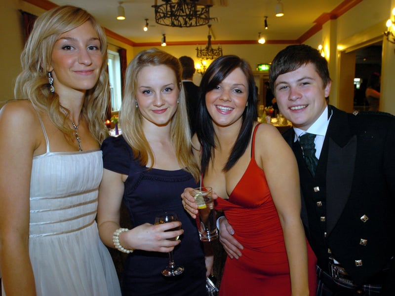 Lauren Brogden, Esme Jones, Rachel Johnson and Ryan Simpson at the Tapton School 6th Form Prom at Baldwins Omega in May 2006