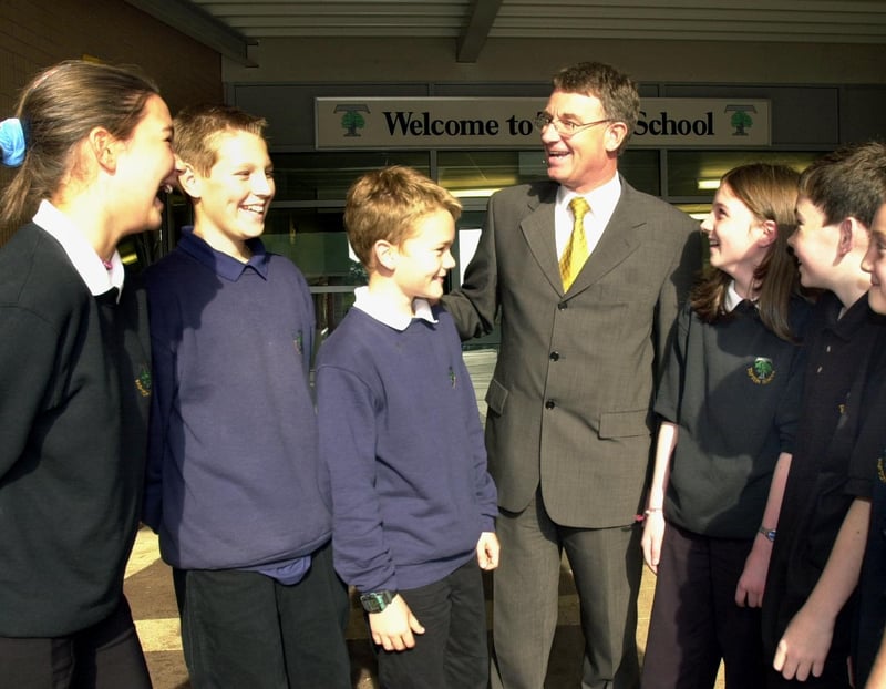 David Bowes, the new headteacher of Tapton School, with pupils