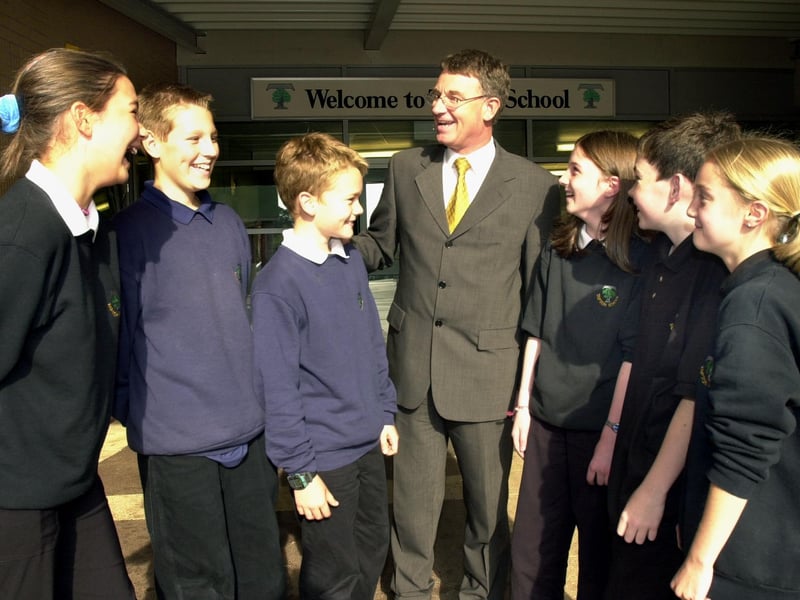 David Bowes, the new headteacher of Tapton School, with pupils