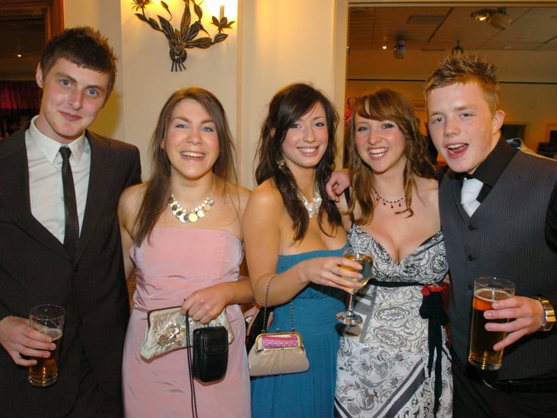 Luke Beaumont, Deborah Sedler, Eleanor Duffy, Katie Storer and Harry Pontefract at the Tapton School 6th Form Prom at Baldwins Omega in May 2006