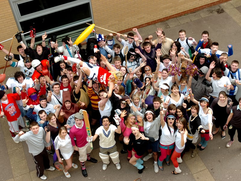 Tapton School sixth form pupils in fancy dress at the start of their charity week