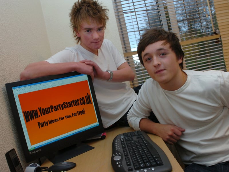 Tapton School sixth formers Duncan Swainsbury and Ross Butt (both 17) pictured after starting an internet business, YourPartyStarter.co.uk, in November 2007