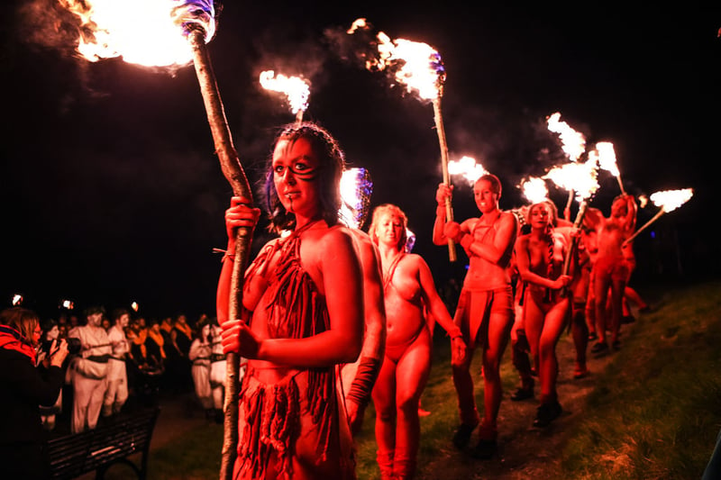Performers taking part in the Beltane Fire Festival.