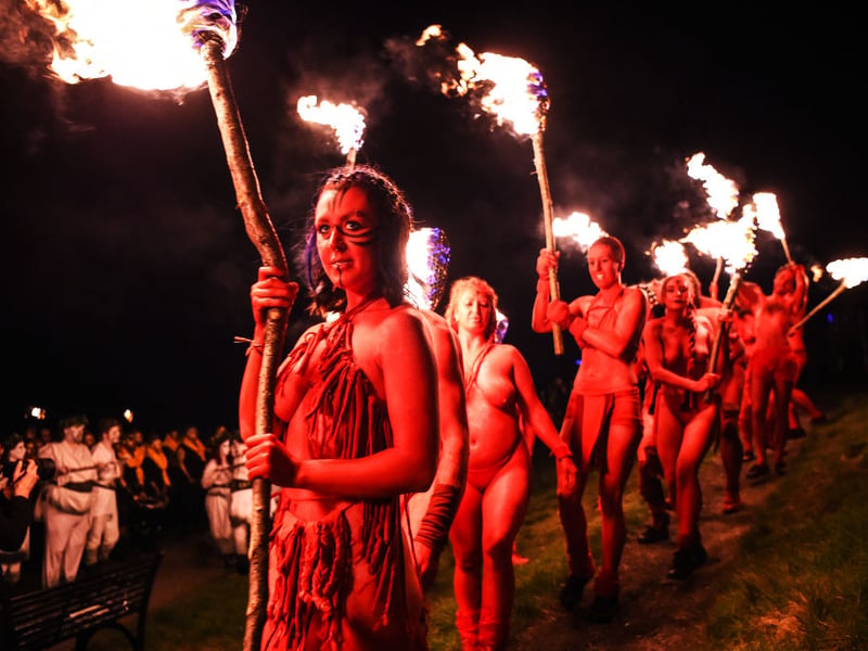 Performers taking part in the Beltane Fire Festival.