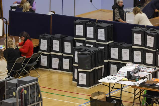 Boxes of ballot papers. Picture: Mike Cooter (020524)