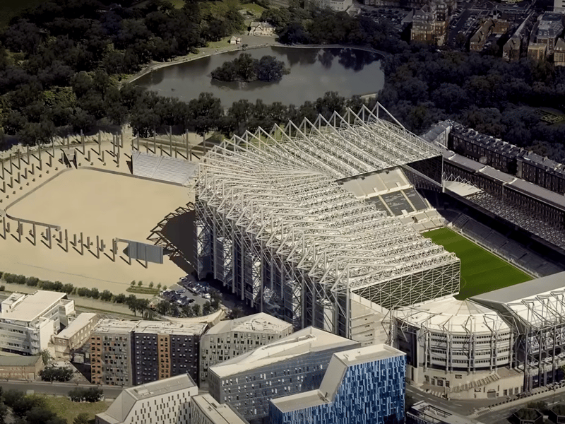 This concept involves a new stadium being built right next to the current site, similar to Tottenham Hotspur at White Hart Lane.