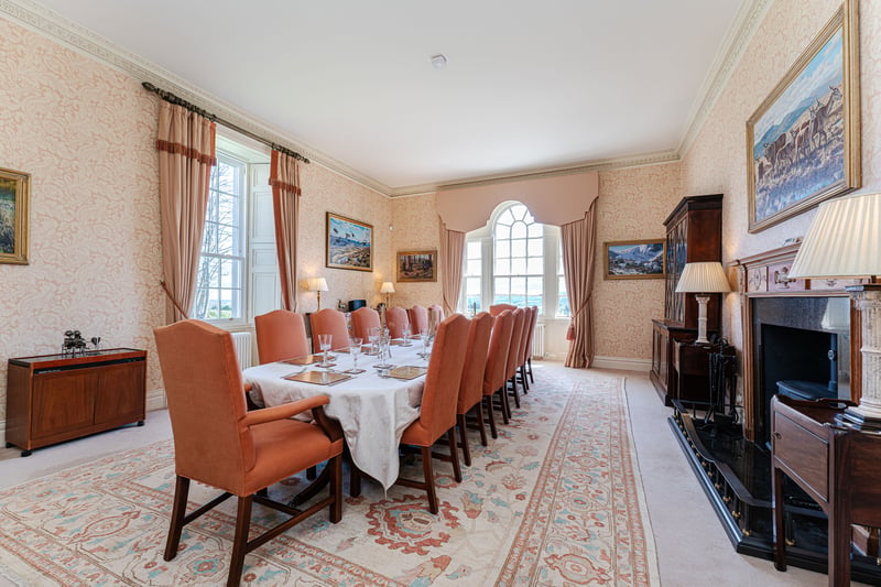 The large dining room is the ideal space in which to entertain guests.