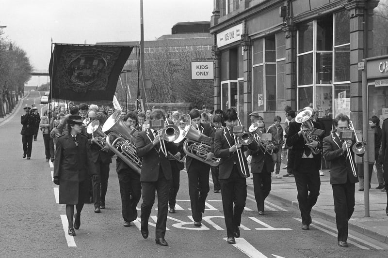 The band played down Burdon Road in this view from 1985.