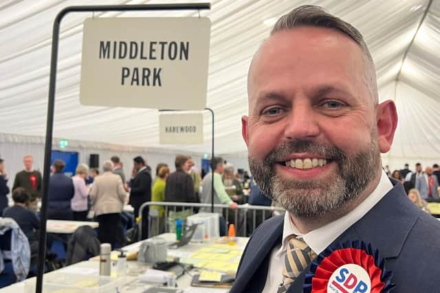 Rob Chesterfield of the Social Democratic Party after winning the seat in Middleton Park