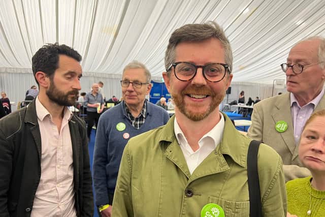 Tim Goodall (Green) after winning the Headingley and Hyde Park seat from the Lord Mayor Al Garthwaite