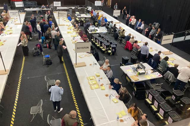 First photos from report Chloe Aslett at the election count in Barnsley.