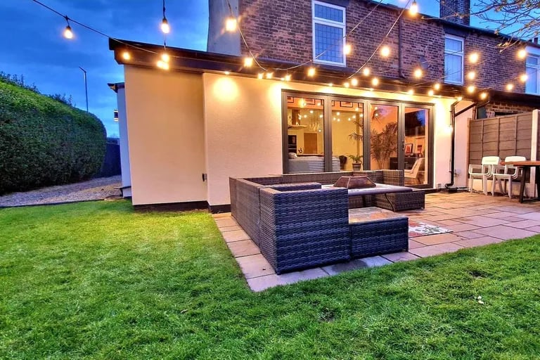 The large patio is ideal for entertaining during the warmer months.