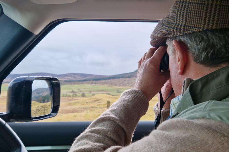 A driving tour with the owner of Rottal Estate, Dee Ward, in the Angus Glens. It was the first day of spring when I was there and we saw an abundance of wildlife including lapwings, curlews, oyster catchers, red kites, kestrel, snipe, just to name a few. Mr Ward also showed me where he has some tree planting projects on the go along the river to keep water cool for salmon, but also up on the hill to help drain water during bouts of heavy rainfall to reduce the impact of flooding on towns nearby. At one point we were encircled by some greylag geese, honking at us and getting a bit close while we were walking and talking by the Rottal burn. There must have been a nest there so we moved on quick. Mr Ward gave me the opportunity to have a break from the tent and invited me to stay at the estate, where I spent the evening talking more about nature projects with him and his son, Archie, who also takes a keen interest in wildlife.  