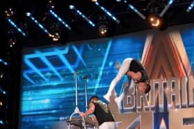 Britain's Got Talent act Serbat Troupe's stunt goes wrong.