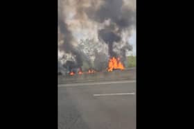 Video shared with The Star had shown a dramatic vehicle fire on the M1 near Sheffield.