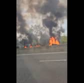 Video shared with The Star had shown a dramatic vehicle fire on the M1 near Sheffield.