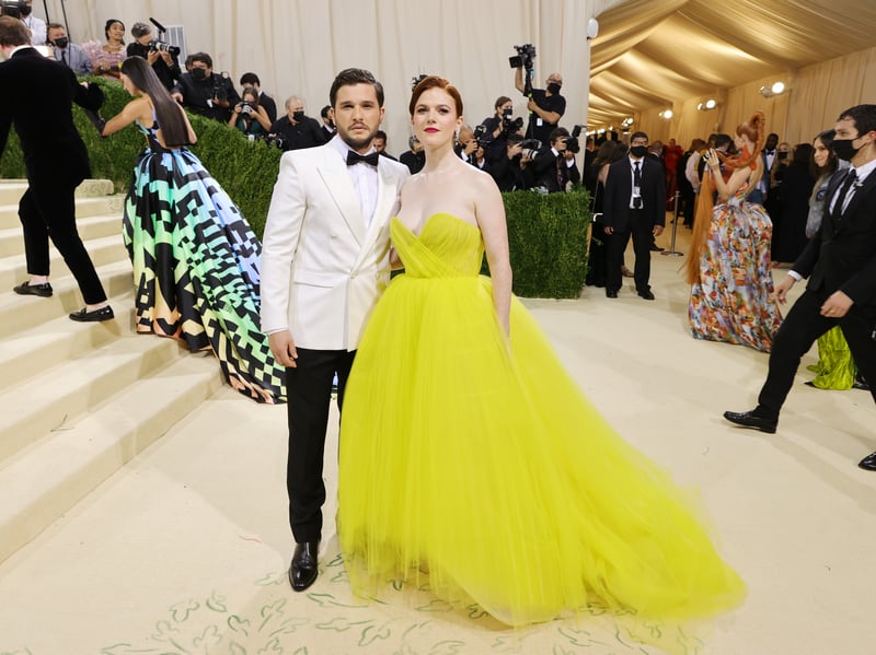 Another guest who truly seemed to capture the 2021 Met Gala theme, Scottish Game of Thrones actress Rose Leslie appeared alongside her husband Kit Harrington. 

