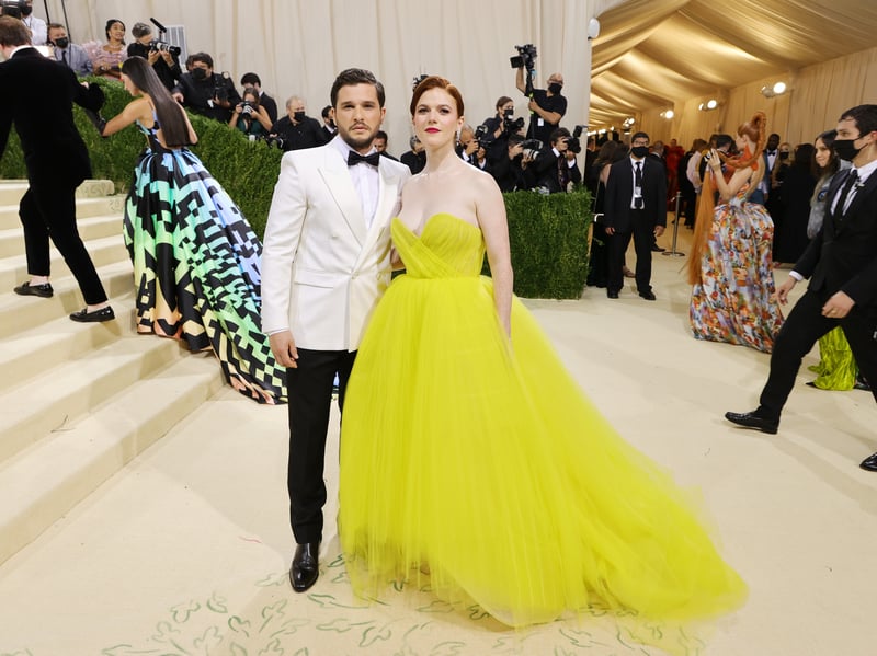 Another guest who truly seemed to capture the 2021 Met Gala theme, Scottish Game of Thrones actress Rose Leslie appeared alongside her husband Kit Harrington. 
