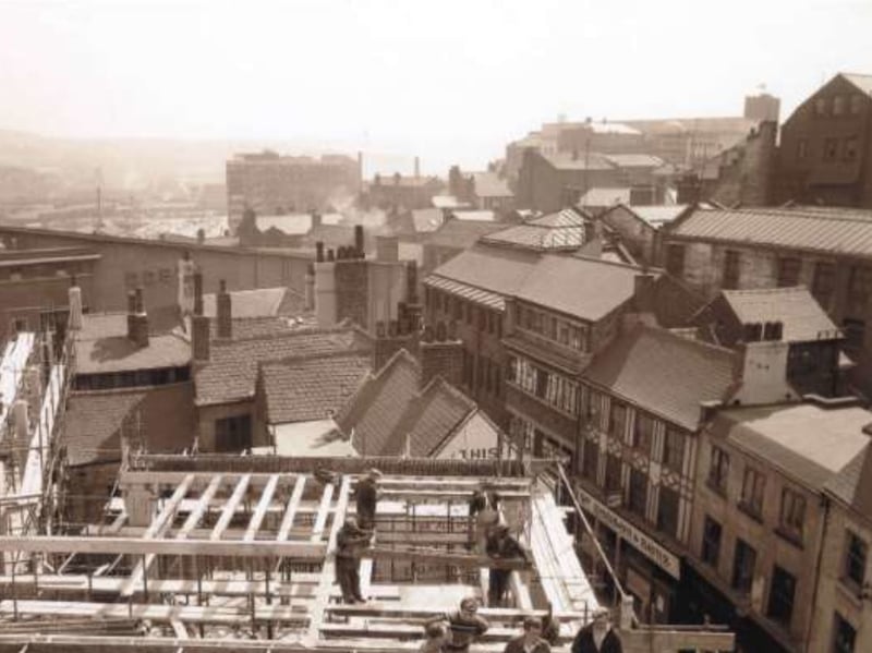 A rooftop view of Change Alley, Sheffield city centre