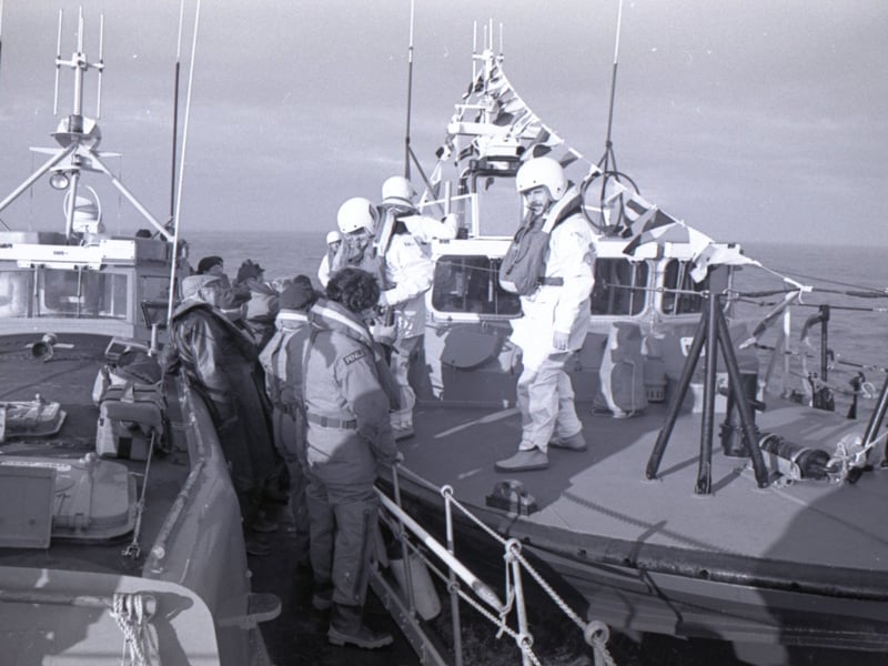 A new lifeboat was been put through its paces before going into service on the Lancashire coastline. Lytham was to get a replacement Tyne-class 47ft lifeboat to try out for 12 months to see if it was suitable for their needs. The crew of the new boat were trained at sea before it was officially handed over. Pictured above - a meeting out at sea for the lifeboat crews