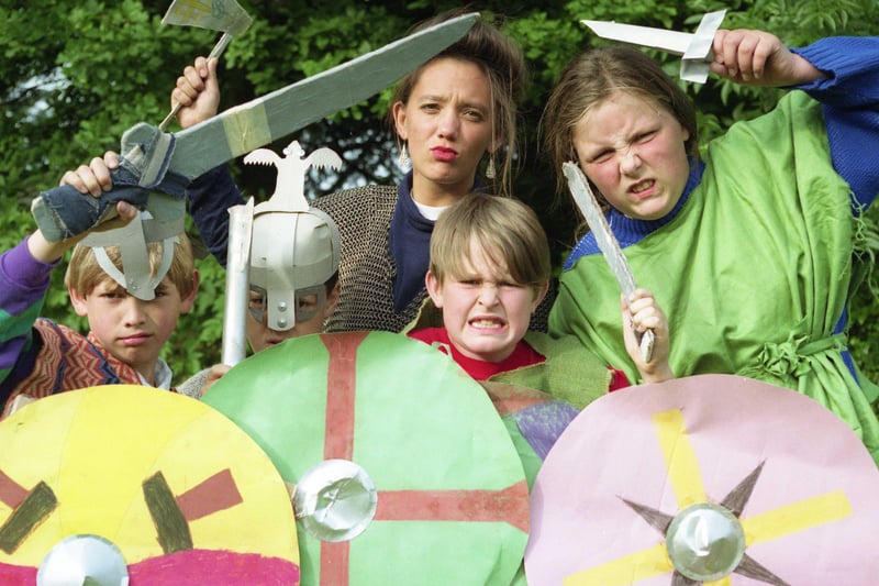 Children from Valley Road Junior School staged a Viking camp at Moor House, in June 1992.