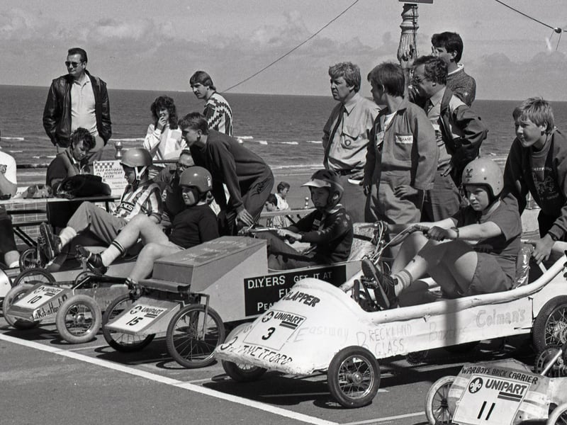 Car parts rescued from the scrap heap become a feature of the Golden Mile at Blackpool when nimble-fingered cub scouts, scouts and venture scouts from all over the country turned them into highly-geared streamlined racing machines