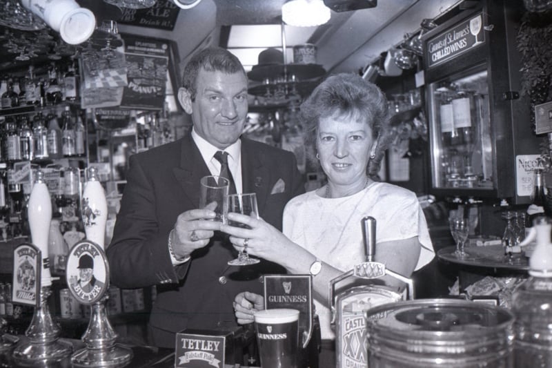 Inkeeper of the year Albert Caffery, licensee of the Ramsden Arms Hotel, Talbot Road, was presented with a silver plated commemorative plaque, a cheque for Â£150 and a complementary keg of Guinness. Albert is pictured above with his wife Christine