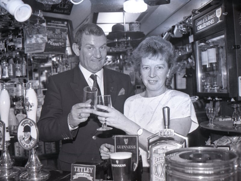 Inkeeper of the year Albert Caffery, licensee of the Ramsden Arms Hotel, Talbot Road, was presented with a silver plated commemorative plaque, a cheque for £150 and a complementary keg of Guinness. Albert is pictured above with his wife Christine