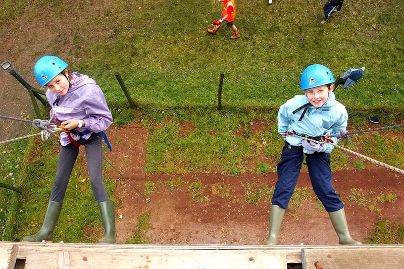Grangetown School pupils Alex Fucile and Rebecca Gibson learned to abseil in September 2004.