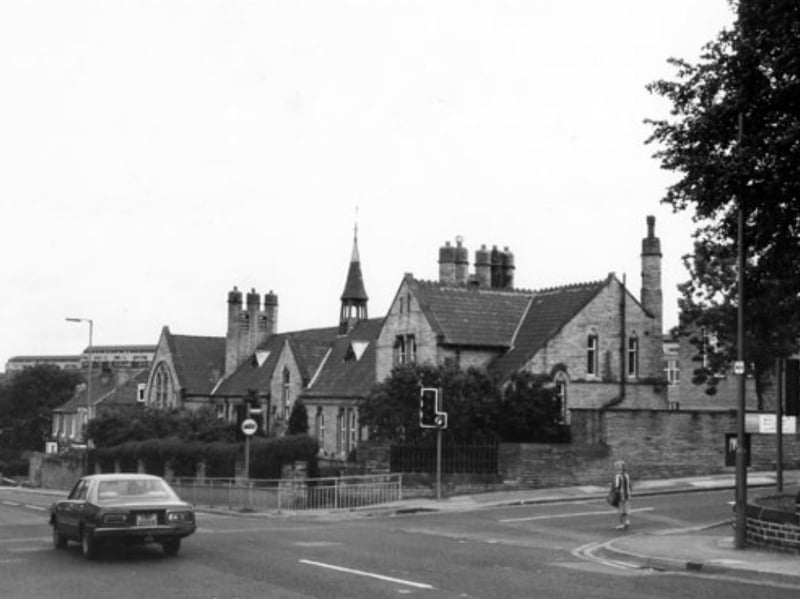 Manor Lodge First and Middle School (formerly Manor County School), at the junction of City Road and Manor Lane, is pictured here in July 1985. The school was opened by Sir John Brown in May 1877